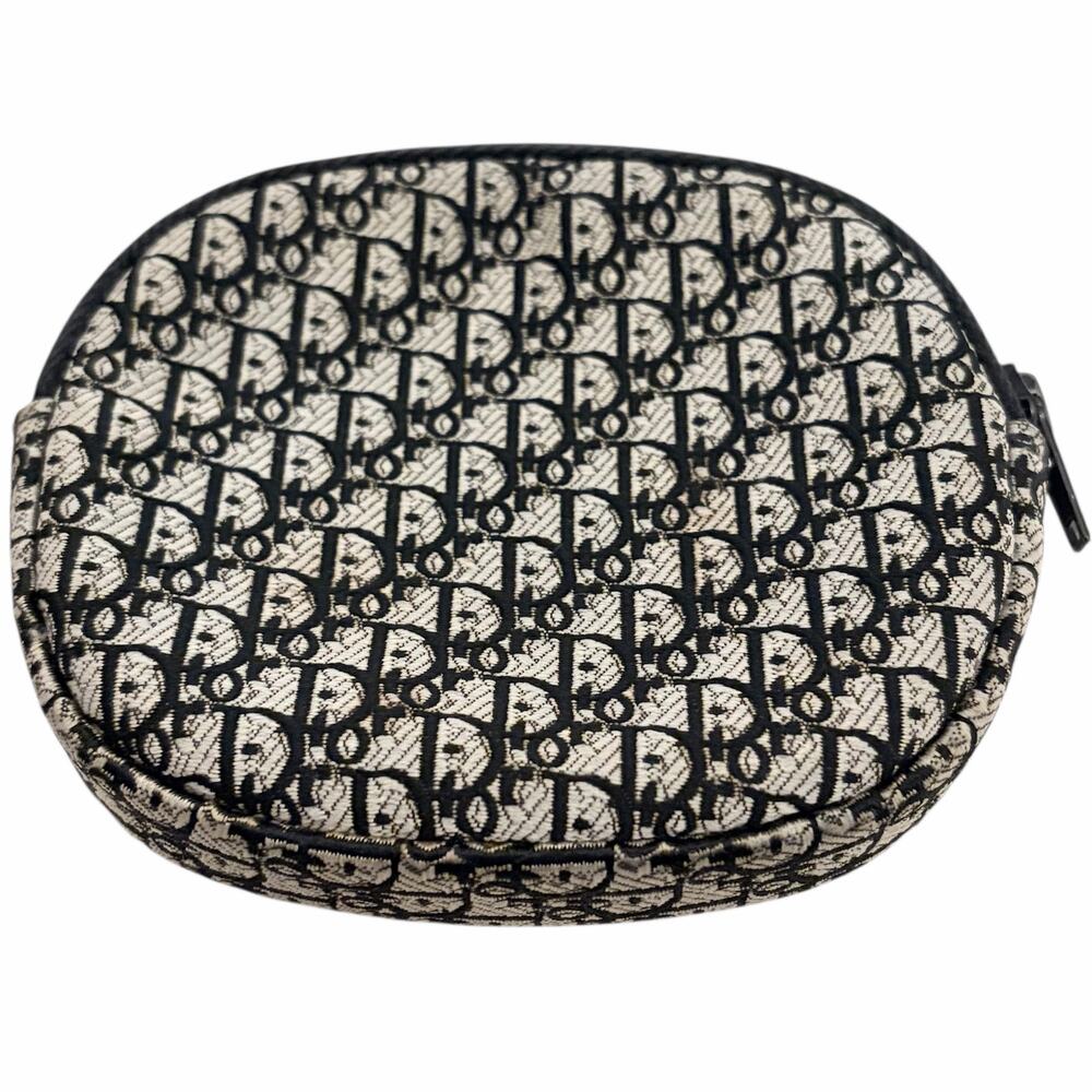 Christian Dior Vintage Trotter Monogram Oval Zip Coin Purse Pouch Black Gray - Picture 5 of 11
